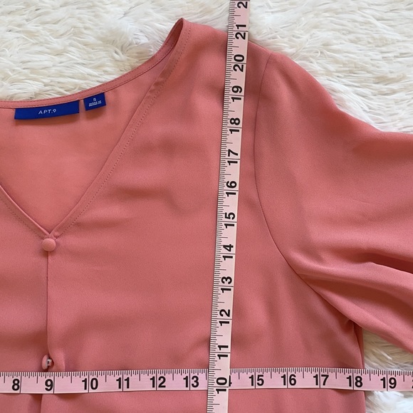 Lpink light button down, front tie, short sleeve blouse - Picture 6 of 7